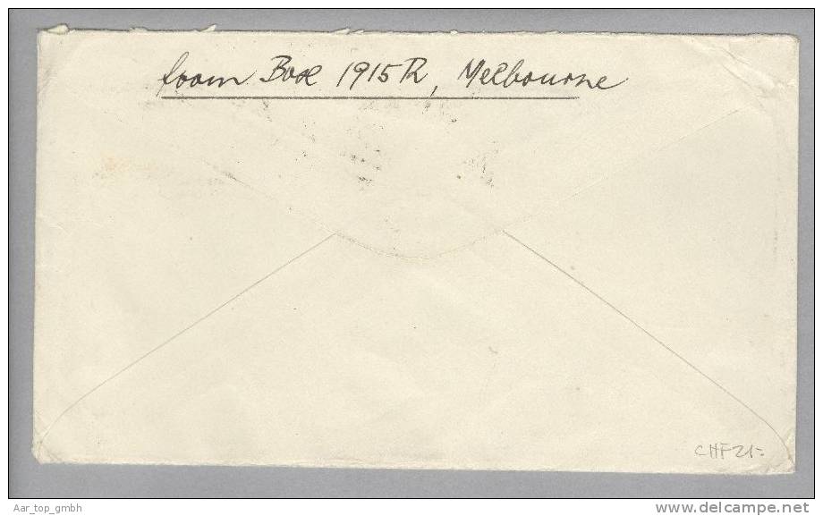 Australien 1930-11-14 Melburne Air Mail Brief Nach Horgen - Lettres & Documents