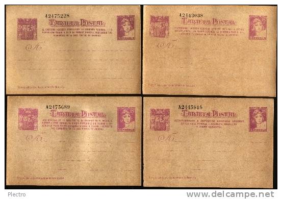 Juego De Las 4 Tarjetas Enteros Postales De 1938 Con Publcidad De La Caja Postal. - 1931-....