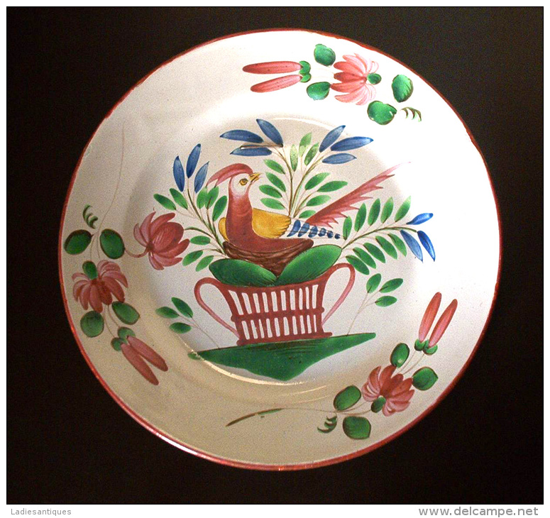 18-19è -  Assiette Oiseau - Bord Met Vogel - Plate With Bird - AS 2132 - Est (FRA)