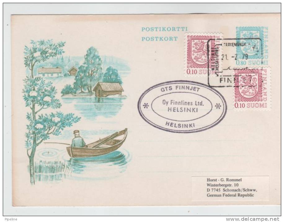 Finland Uprated Postal Stationery Card FINNJET Helsinki - Travemünde 21-2-1979 - Storia Postale