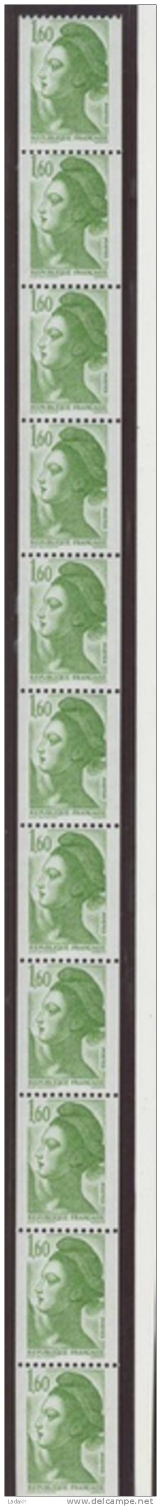 BANDE ROULETTES 11 TIMBRES ** LIBERTE  GANDON  N° 81 # 1.60 #  CHIFFRES ROUGES 470 / 480 - Rollen