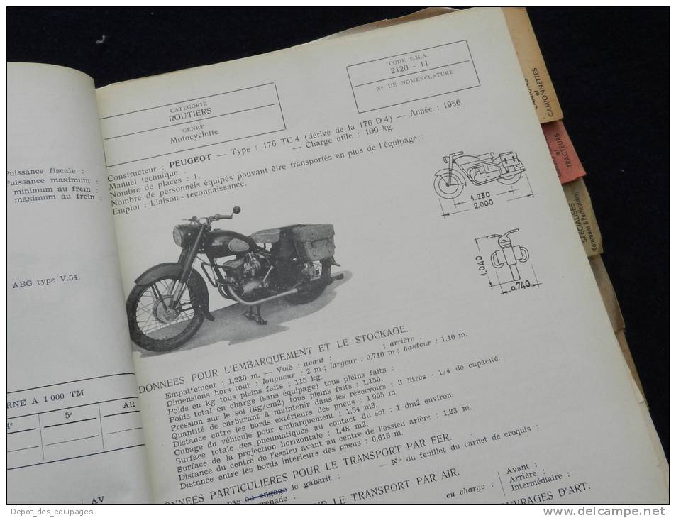 rarissime CATALOGUE DES VEHICULES EN SERVICE DANS  L ARMEE 1958 !!!!!!!!!!!!!!!!