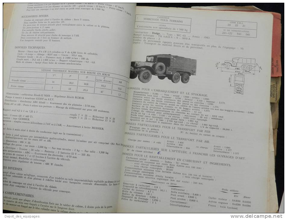 rarissime CATALOGUE DES VEHICULES EN SERVICE DANS  L ARMEE 1958 !!!!!!!!!!!!!!!!