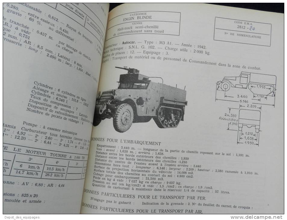 rarissime CATALOGUE DES VEHICULES EN SERVICE DANS  L ARMEE 1958 !!!!!!!!!!!!!!!!