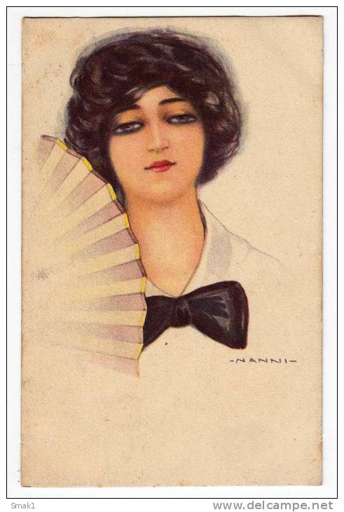 ILLUSTRATORS NANNI LADY WITH A HAND FAN Nr. 256/5 OLD POSTCARD - Nanni