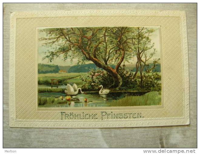 Pentecost  Card  Pfingsten - -embossed En Relief    Swan  -  Ca 1905 -   D91911 - Pentecostés