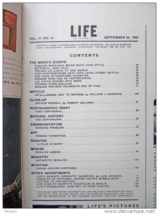 Magazine LIFE - SEPTEMBER 30 , 1946      (2975) - Novità/ Affari In Corso