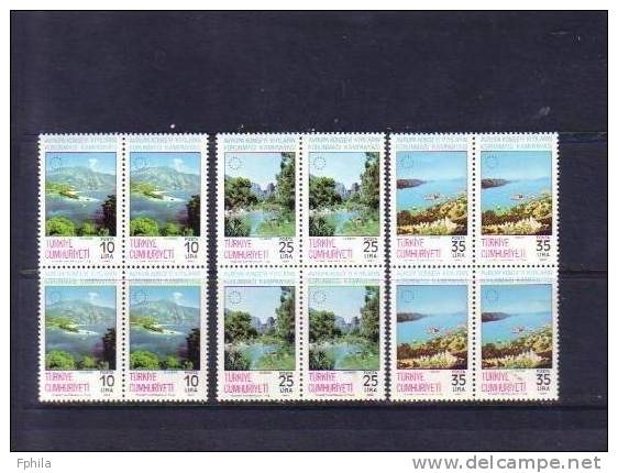 1983 TURKEY COUNCIL OF EUROPE CAMPAIGN ON "THE WATER'S EDGE" BLOCK OF 4 MNH ** - Institutions Européennes