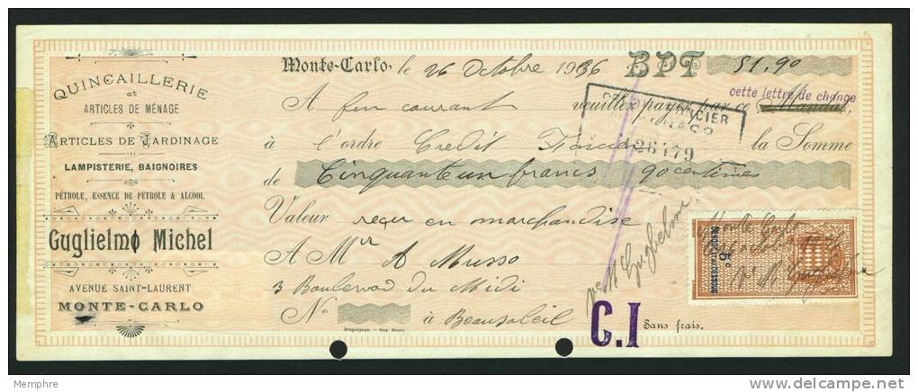 1936  Lettre De Change      Timbre Fiscal 5 C - Fiscale Zegels