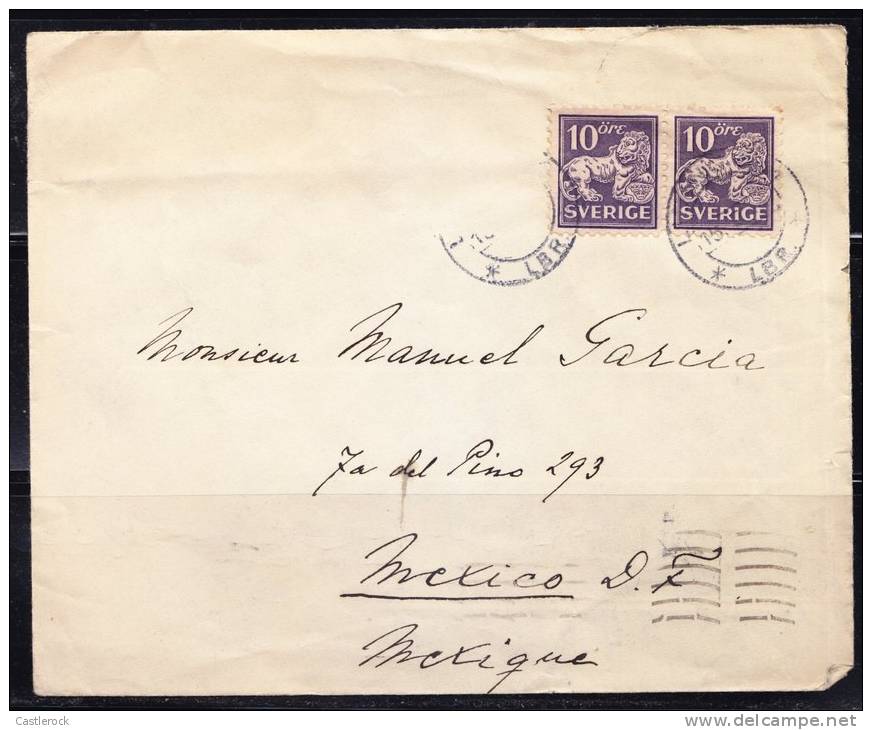 R)1920 CIRCULATED COVER ZWEDEN TO MEXICO D F HERADIC LION SUPORTIN ARMS OF ZWEDEN STAMPS. - Ungebraucht