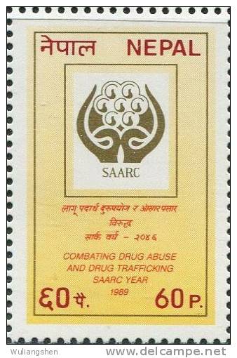 AP0862 Nepal 1989 Anti-drug Cooperation In South Asia 1v MNH - Drugs