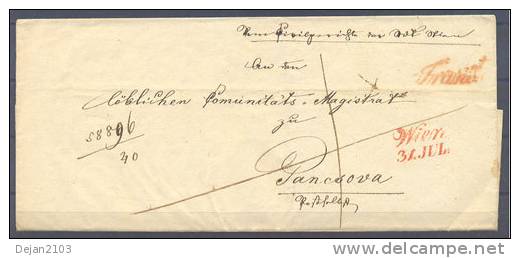 Austria Prephipately Letter Red Overprint Sent From Vienna To Pancevo-Serbia 1847 USED - ...-1850 Prephilately