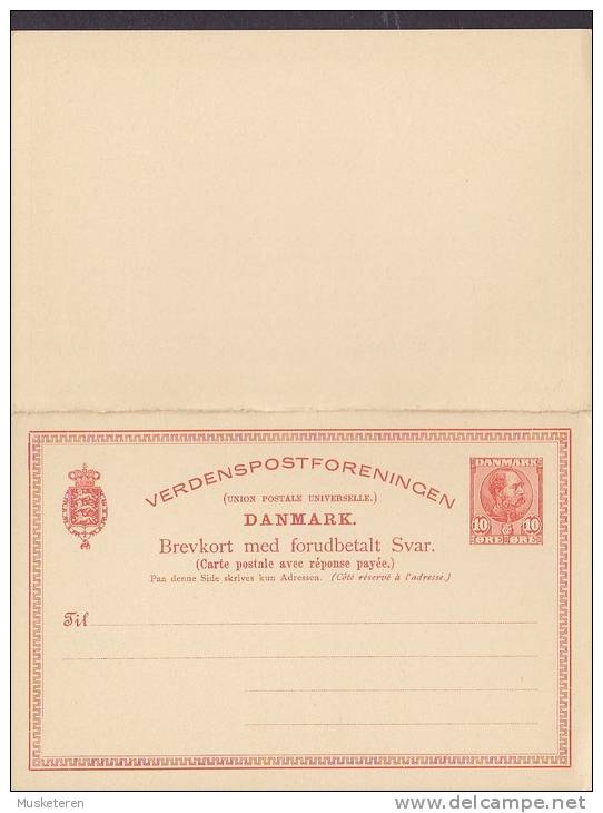 Denmark Postal Stationery Ganzsache Entier 10 Ø King König Christian IX. Brevkort M. Antwort Unused - Postwaardestukken