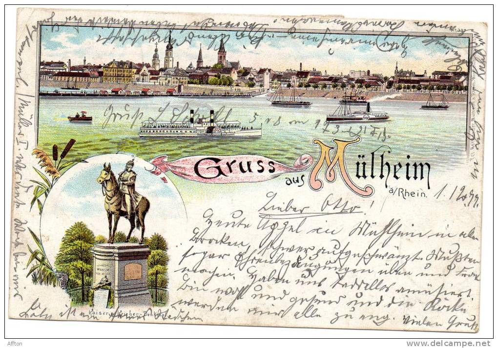 Gruss Aus Mulheim A Rhein 1898 Postcard - Muelheim A. D. Ruhr