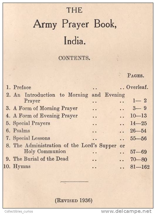 BRITISH INDIA ARMY PRAYER BOOK SIMLA 1936 RARE - Biblia, Cristianismo