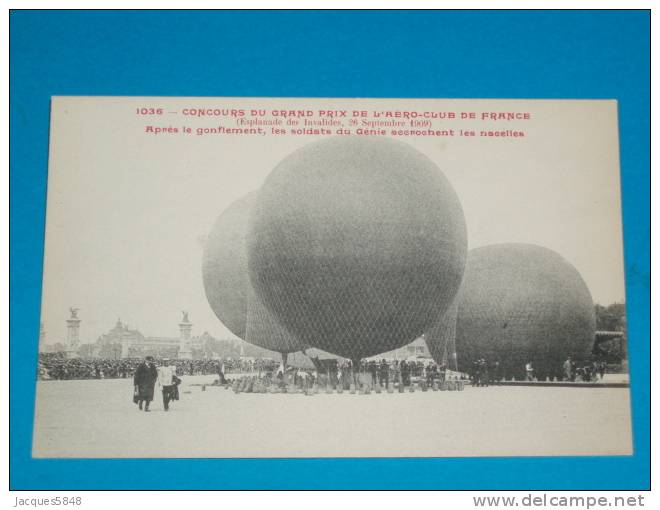 Aviation - Montgolfières) Aéro-club De France N°1036 - Après Le Gnflement  -  Pl Des Invalides 26 Sept 1909 EDIT  S.R.A - Mongolfiere