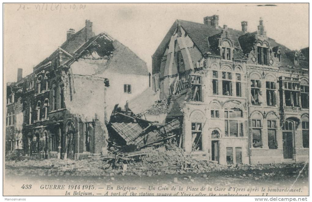 466/20 - ZONE NON OCCUPEE - Carte-Vue YPRES Destructions ADINKERKE 1915 En S. M. Vers L' Angleterre - Zona No Ocupada