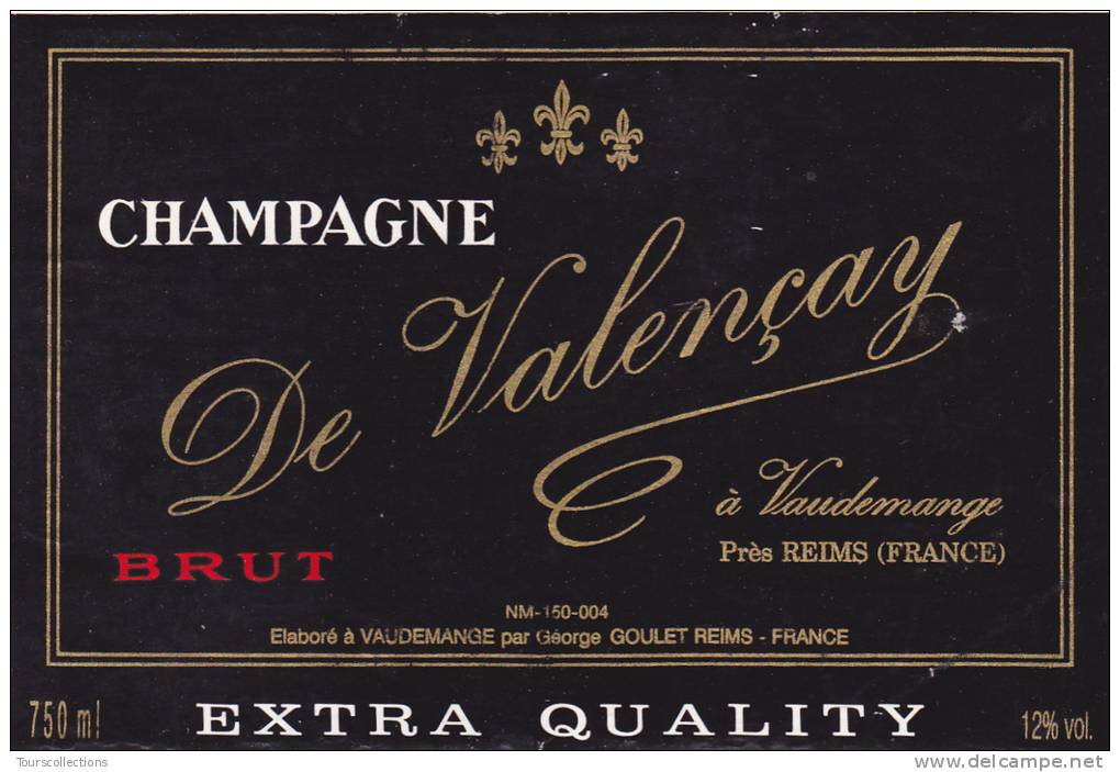 ETIQUETTE DE CHAMPAGNE DE VALENCAY à Vaudemanges Près Reims (51) - Alkohol