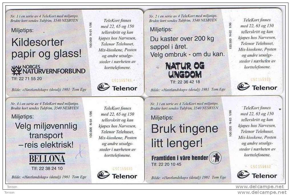 Norway, N061- 064, 4 Card Puzzle, Recycle 2 Scans. - Norwegen