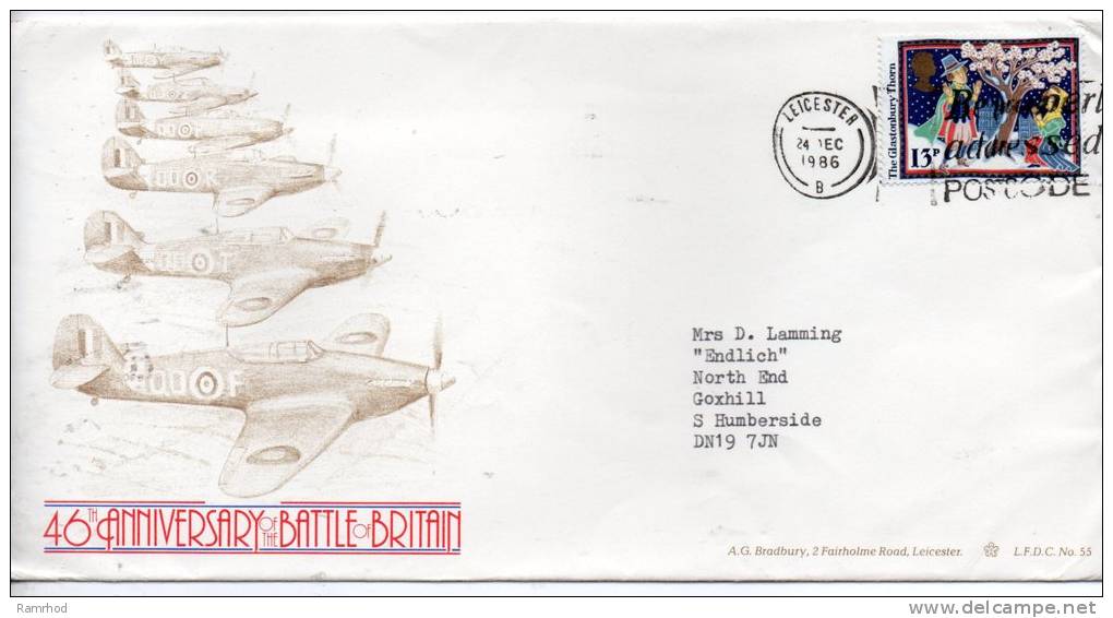 GREAT BRITAIN 1986 COVER 46TH ANNIVERSARY OF THE BATTLE OF BRITAIN - Storia Postale