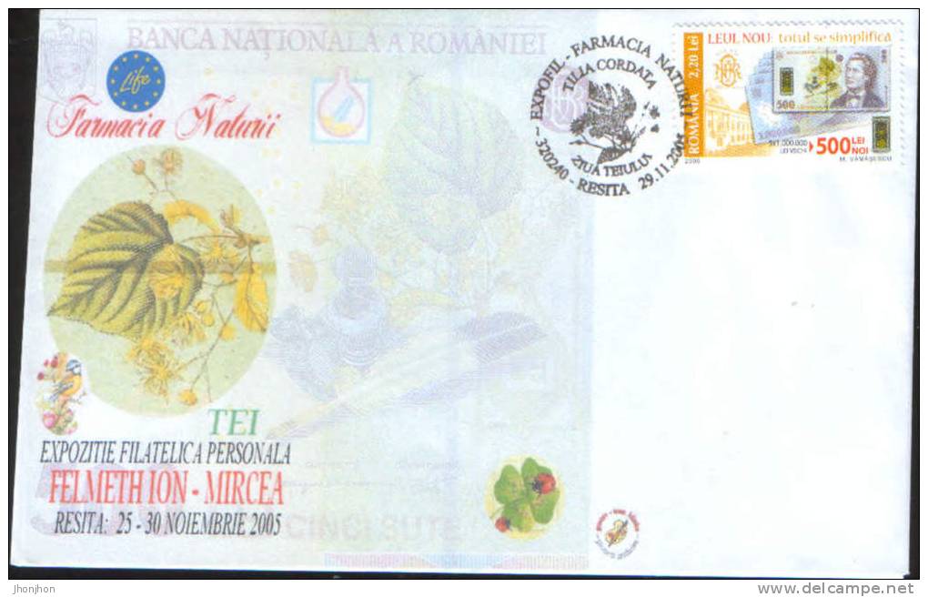 Romania-Envelope Occasionally 2005- Nature Pharmacy, Linden Tree(tilia Cordata) - Farmacia