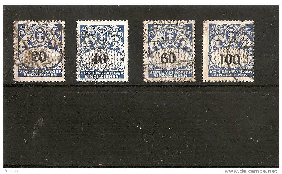 DANTZIG  Timbres  Taxe  N 27/29/31/32  Oblitere - Segnatasse