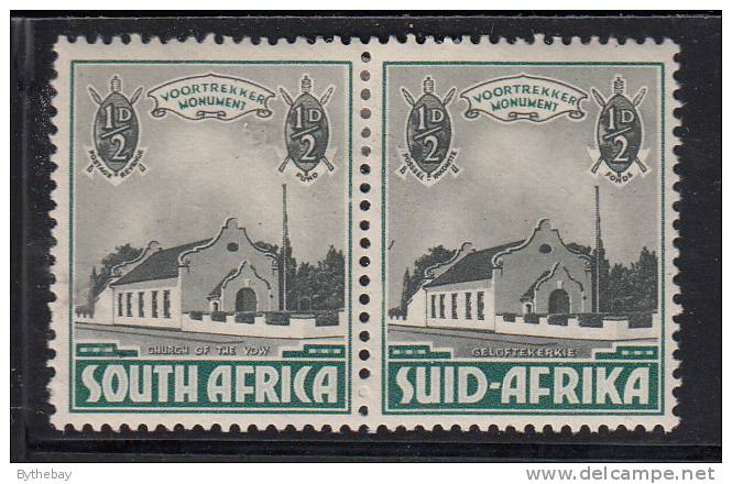 South Africa MH Scott #B1 Horizontal Pair 1/2p + 1/2p Church Of The Vow - Ungebraucht