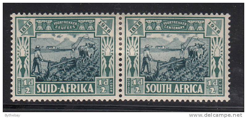 South Africa MH Scott #B5 Horizontal Pair 1/2p + 1/2p Voortrekker Plowing - Ungebraucht