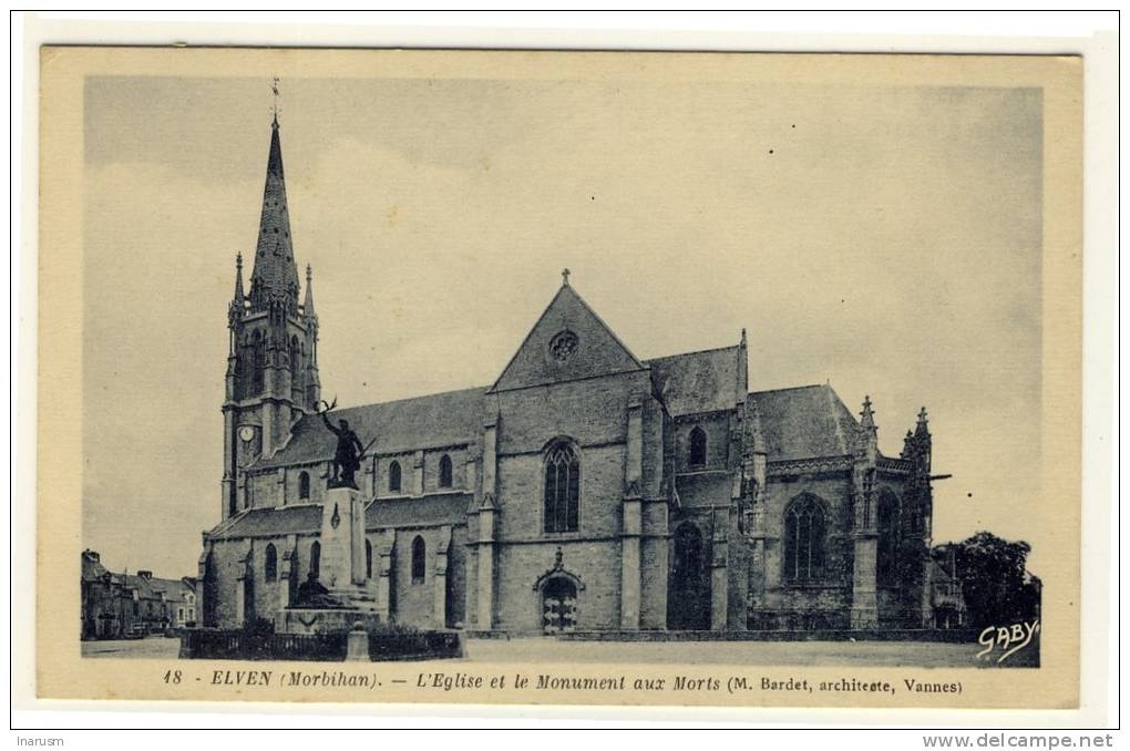 ELVEN  -  Vue D'ensemble Sur L'église Et Le Monument Aux Morts  -  Ed. Gaby,  N° 18 - Elven