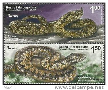 BH 2012-606-7 FAUNA SNAKE, BOSNA AND HERZEGOVINA, 1 X 2v, MNH - Snakes