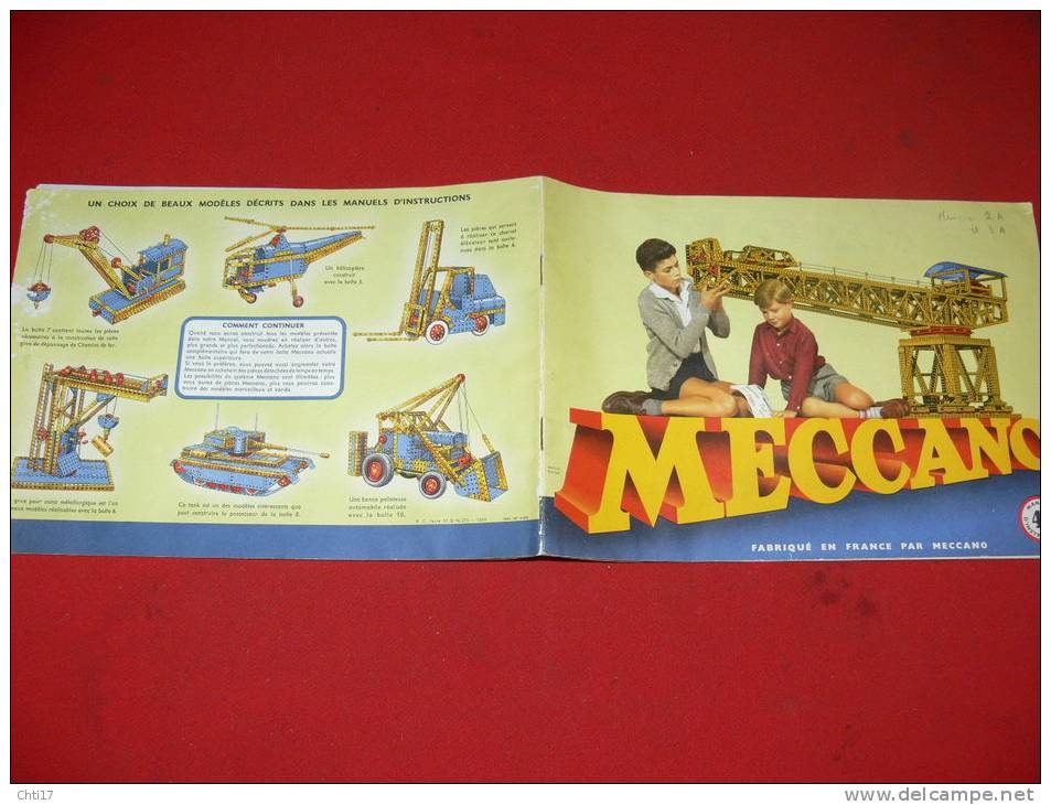 MECCANO MANUEL D INSTRUCTION POUR BOITE N°4 A DE 1957 - Meccano