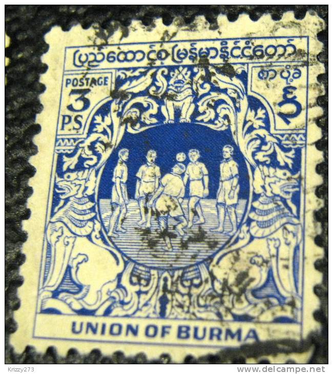 Burma 1949 Boys Playing 3p - Used - Myanmar (Burma 1948-...)