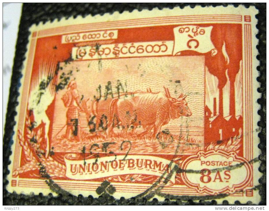 Burma 1949 Ploughing 8a - Used - Myanmar (Burma 1948-...)