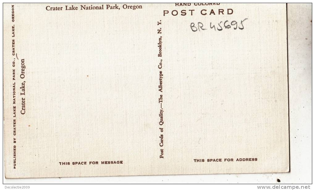 BR45695 Crater Lake National Park Oregon   2 Scans - Autres & Non Classés