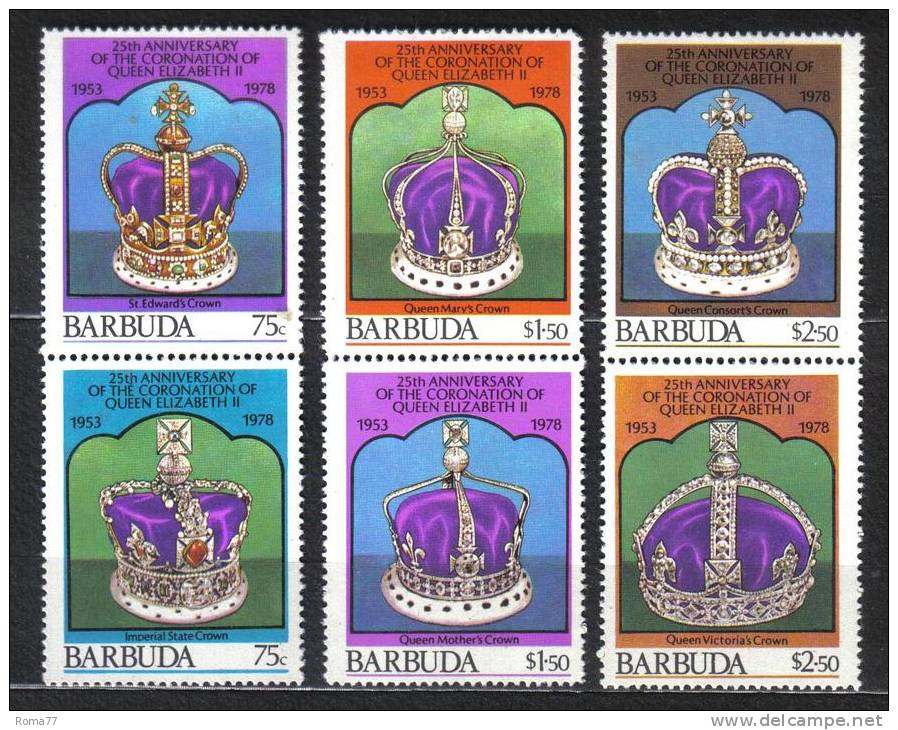 CI775 - BARBUDA , 25mo Incoronazione Serie 390/395  ***  MNH - Barbuda (...-1981)