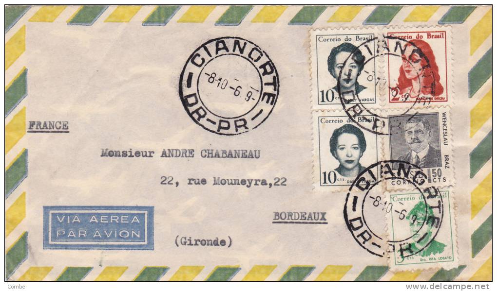 BRASIL, LETTRE COVER ,  1969, POR AEREA, CIANORTE Pour FRANCE /3286 - Covers & Documents