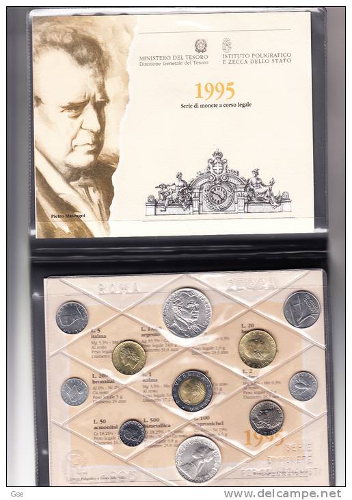 ITALIA 1995 - Serie  Completa 11 Monete In Confezione Originale IPZS (Mascagni) - Mint Sets & Proof Sets