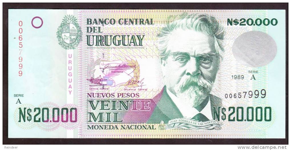 ® URUGUAY: 20000 Nuevos Pesos (1989) UNC - Uruguay