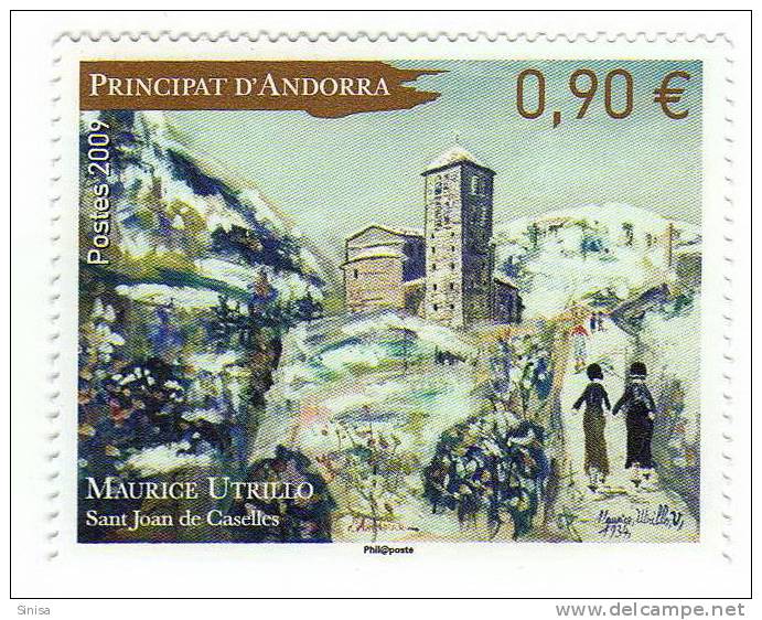 French Andorra / Architecture / Castle / Sant John Of Caselles By Maurice Utrillo - Unused Stamps