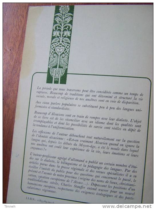 L ALSACIEN ET SON DIALECTE CH. STAUFFER édiiton OBERLIN 1979 Réflexions Qualités Et  Fonctions D Une Langue Populaire - Alsace