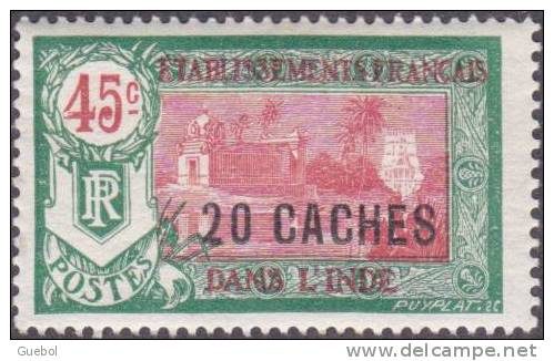 Inde - N°  79 * Temple Près De PONDICHERY Surcharge 20 CACHES Sur 45c Vert Et Rouge - Unused Stamps