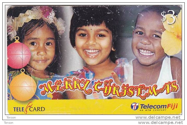 Fiji, FIJ-R-098d, $3, Christmas, Children (99190), 2 Scans.  Please Read. - Fidji