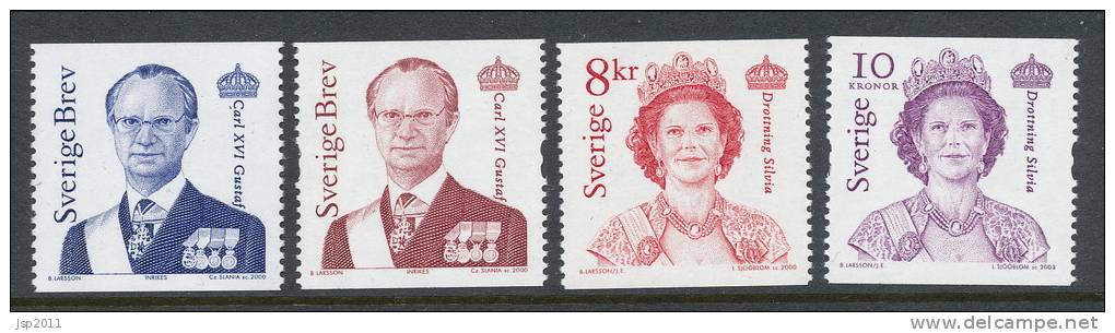 Sweden 2000-2003 Facit # 2382-2383 And # 2382-2383. Carl XVI Gustaf And Queen Silvia, Set Of 4, See Scann, MNH (**) - Neufs