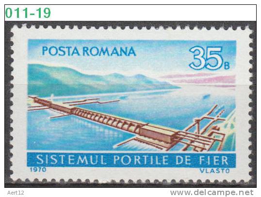 ROMANIA, 1970, Hydroelectric Iron Gate Of The Danube,  Energies, Electricity, MNH (**), Sc/Mi 2187 / 2864 - Elettricità