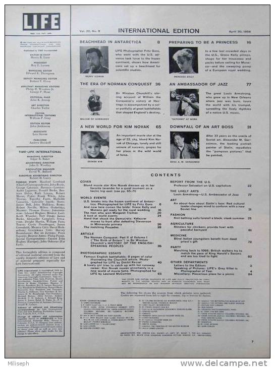 Magazine LIFE - APRIL 30 , 1956 - INTER. ED. - KIM NOVAK - Winston CHURCHILL - Nombreuses Publicités       (3042) - Novità/ Affari In Corso