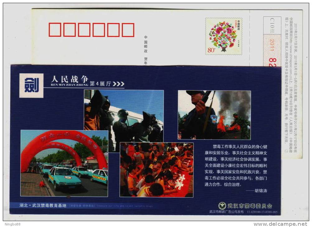 Treasure Our Life Reject Narcotic Drugs,CN 11 Wuhan Commission Of Against Drug Abuse Advert Pre-stamped Card - Inquinamento