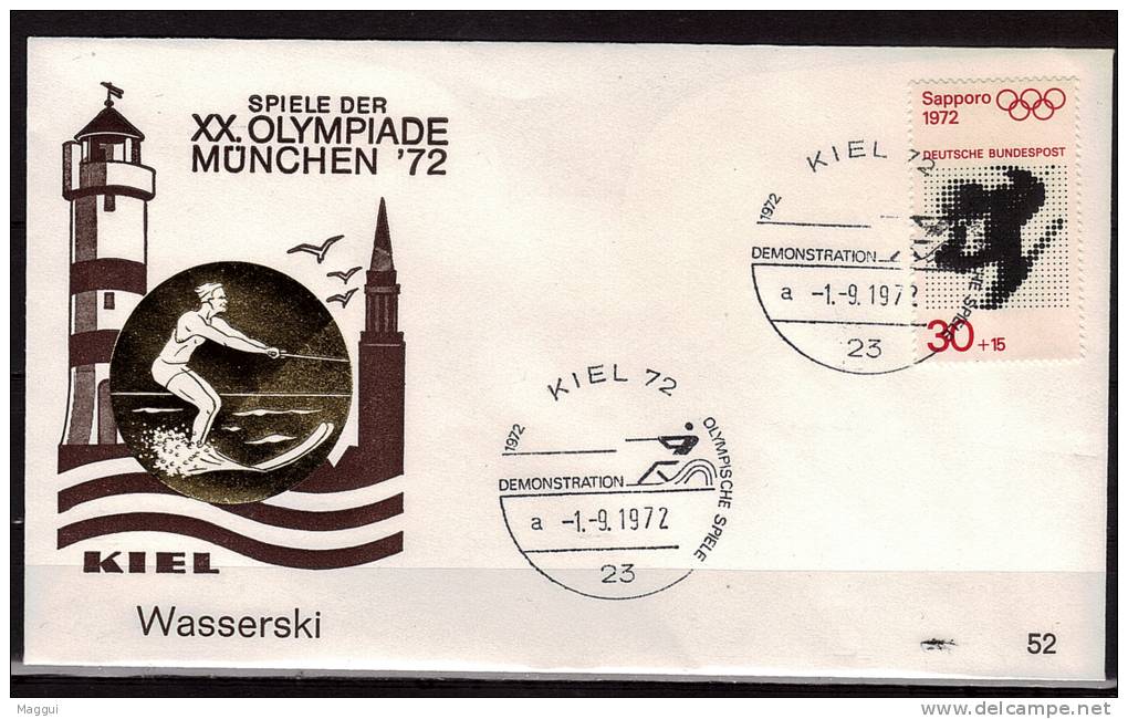 ALLEMAGNE  FDC   Cachet   KIEL 72      Le 1-9- 1972     JO 1972   Ski Nautique  Ski - Water-skiing