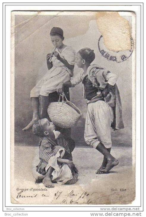 Groupe D´Yaouleds - 1906 - Algérie - Enfants - Flûte - Flûtiste - Manques - Kinderen