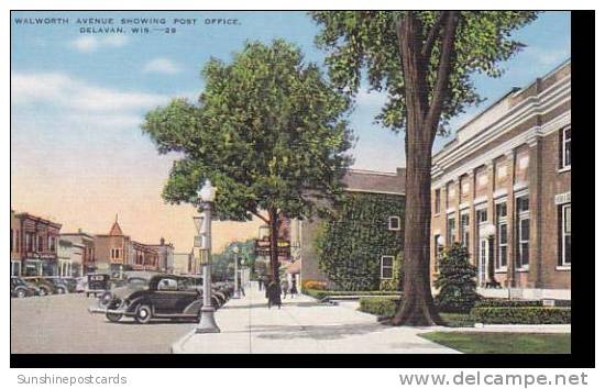 Wisconsin Delavan Walworth Avenue Showing Post Office - Sonstige & Ohne Zuordnung