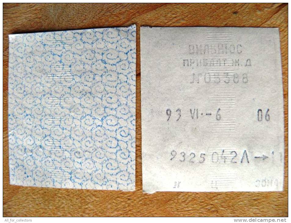 Train Ticket From Lithuania, 1993 Year, Pribalt. Railway, - Europe